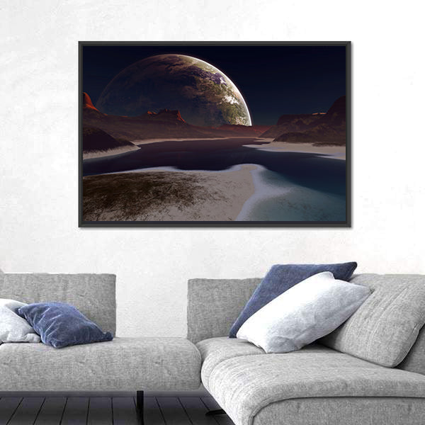Alien Moon Rising Canvas Wall Art