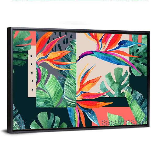 Watercolor Exotic Flowers Canvas Wall Art