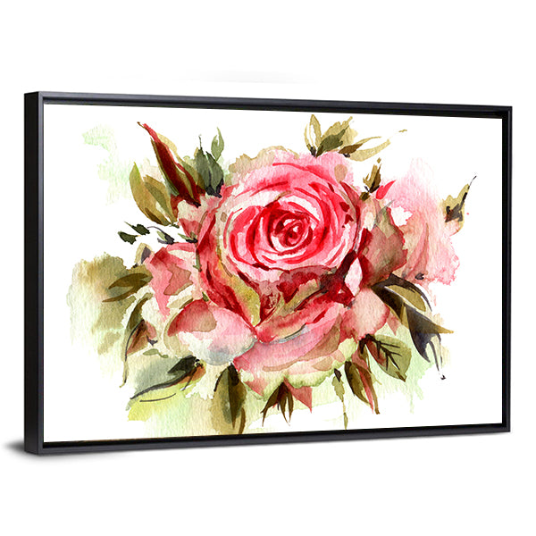 Red Watercolor Roses Canvas Wall Art