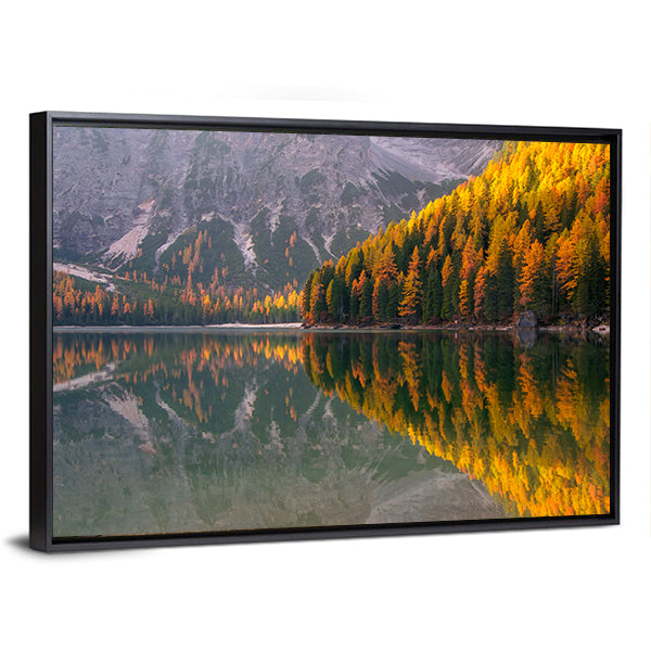 Braies Lake in Autumn Canvas Wall Art