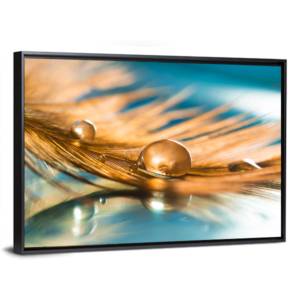 Golden Feather Of A Bird Abstract Canvas Wall Art
