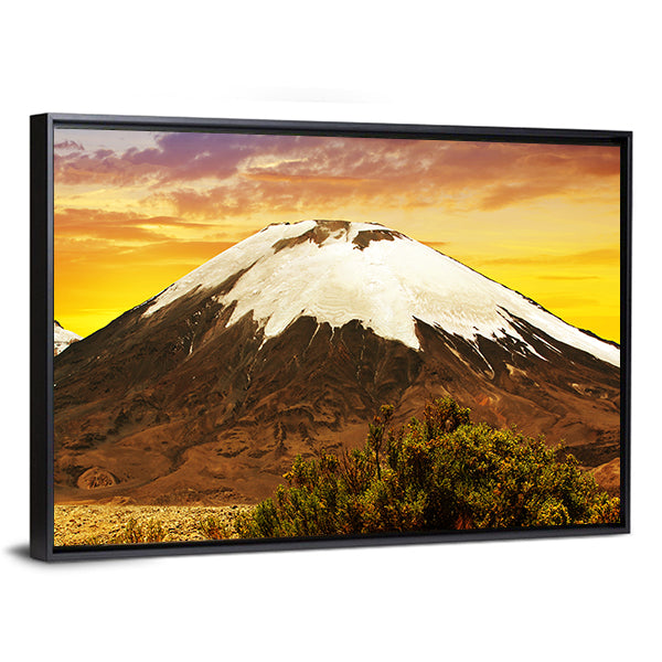 Volcano Parinacota At Sunset In Chile Canvas Wall Art