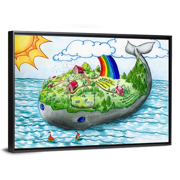 Fairy Tale Whale Island Canvas Wall Art