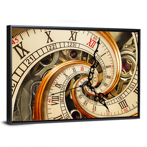Surreal Antique Old Clock Abstract Canvas Wall Art