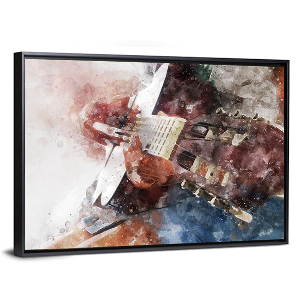 Watercolor Guitar Close-up Canvas Wall Art