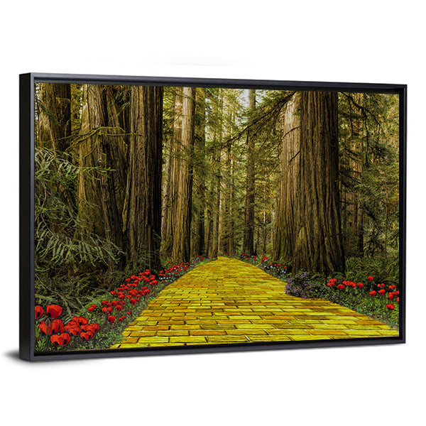 Yellow Brick Road Path In Garden Canvas Wall Art