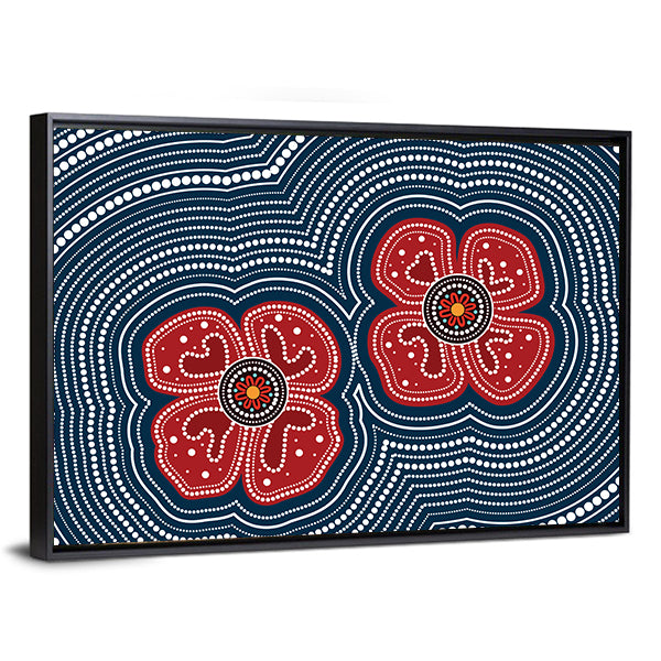 Dotted Red Poppy Flowers Canvas Wall Art