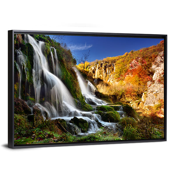 Waterfall In Plitvice Lakes National Park Canvas Wall Art