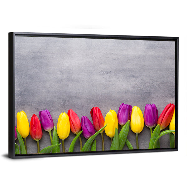 Multicolored Spring Flowers Tulips Canvas Wall Art