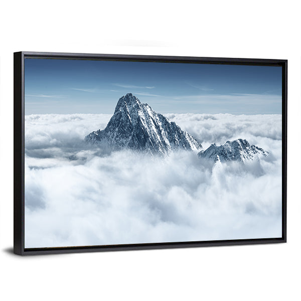 Alpine Mountain In The Clouds Canvas Wall Art