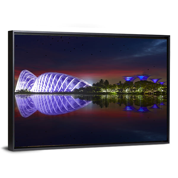 Singapore Gardens By The Bay At Night Canvas Wall Art