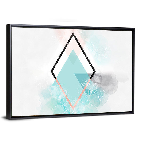 Scandinavian Teal Diamond Abstract Canvas Wall Art