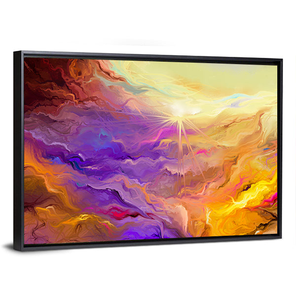 Purple Yellow Brush Stroke Abstract Canvas Wall Art