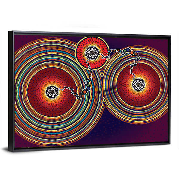 Aboriginal Dot Mandala Connection Canvas Wall Art