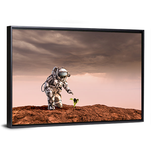 Astronaut on Rust-red Planet Canvas Wall Art