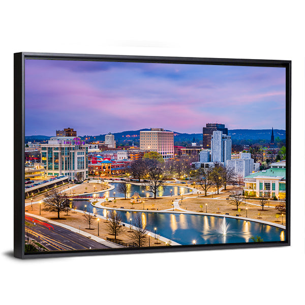 Huntsville Cityscape at Twilight Canvas Wall Art