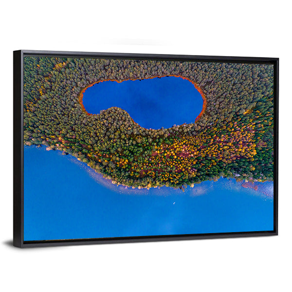 Two Lakes In Lithuanian Forest Canvas Wall Art