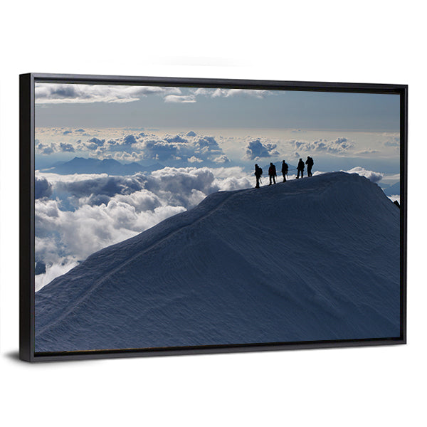 Climbers On Mountain Top Canvas Wall Art
