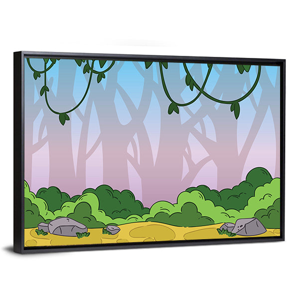 Seamless Cartoon Jungle Pattern Canvas Wall Art