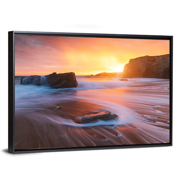 Quiberon Coastline at Sunset Canvas Wall Art