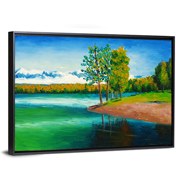 Peaceful Mountain Lake Canvas Wall Art
