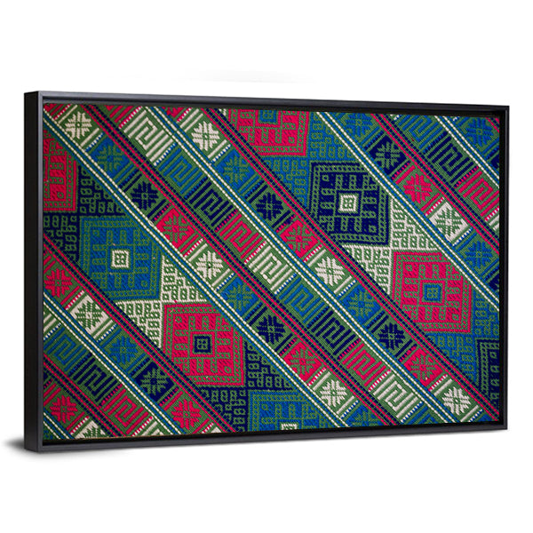 Texture Of Hand Woven Textile From Bhutan Canvas Wall Art