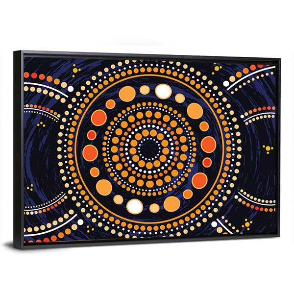 Blue Mandala Dot Illustration Canvas Wall Art