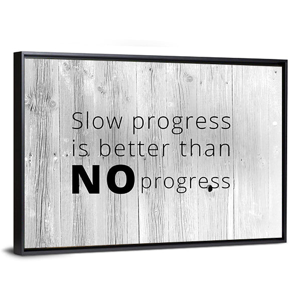 Keep Working Quote on White-washed Wood Canvas Wall Art in black, white and gray, framed canvas, product view on a white background