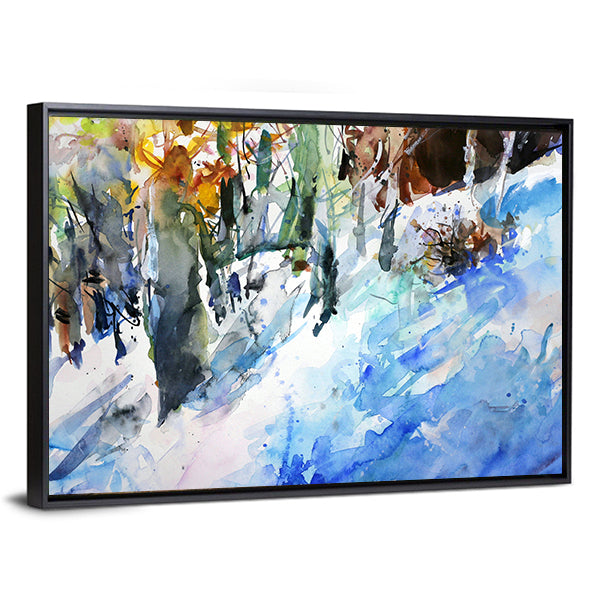 Watercolor Winter Forest Canvas Wall Art
