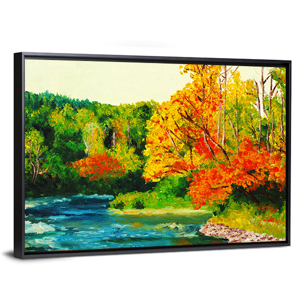 Maple River in Autumn Canvas Wall Art