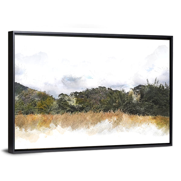 Watercolor Mountain Silhouette Canvas Wall Art