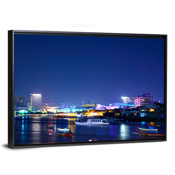 Night View Of The Pattaya City In Thailand Canvas Wall Art