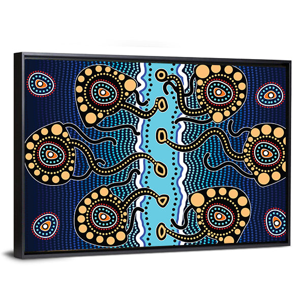 Aboriginal Jellyfish Artwork Canvas Wall Art