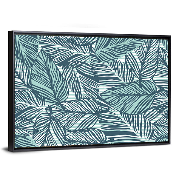 Seamless Palm Leaves Pattern Canvas Wall Art