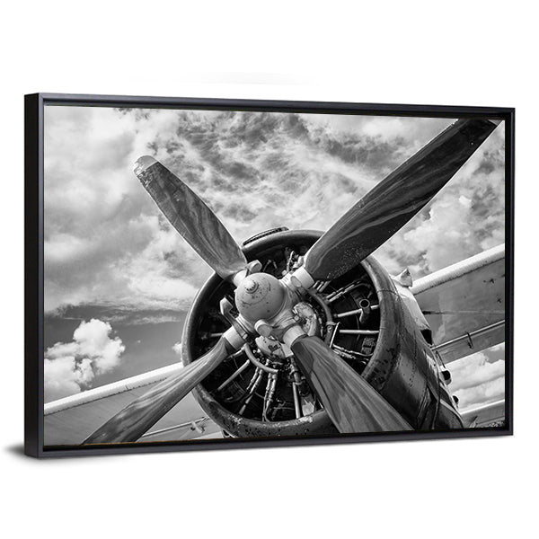 Vintage Airplane Propeller Close-up Canvas Wall Art
