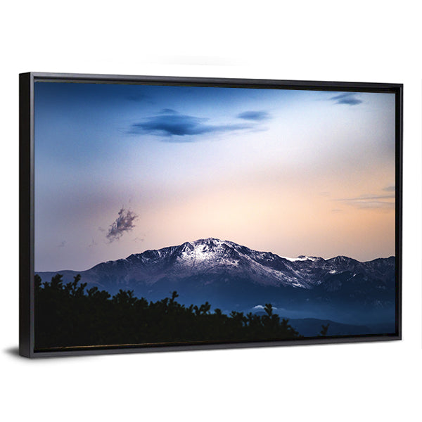 Snow Capped Pikes Peak In Colorado Springs Canvas Wall Art
