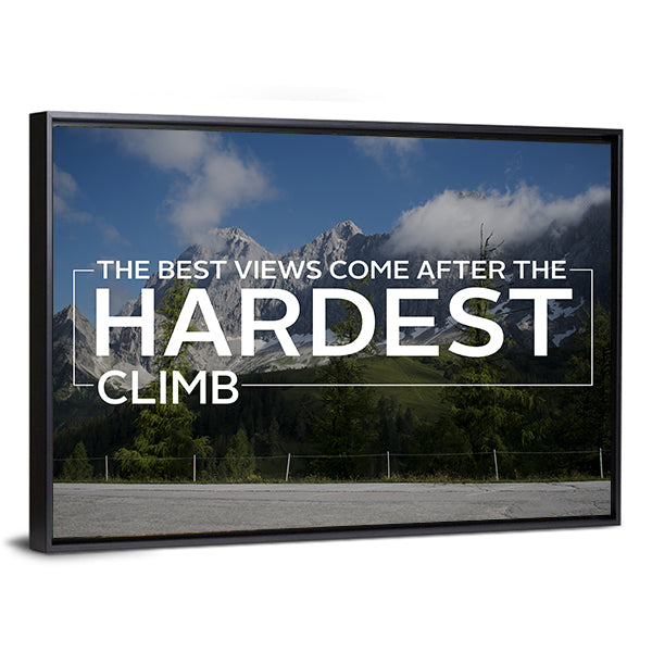 Workout Quote Over Alpine Mountain Road Canvas Wall Art