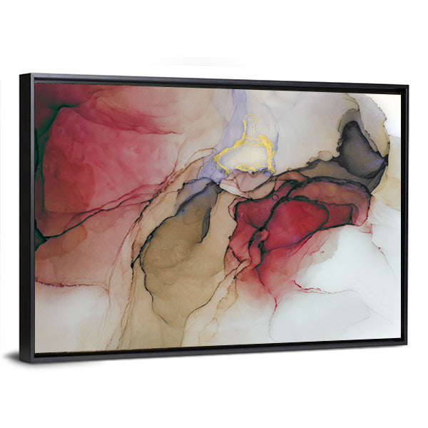 Alcohol Ink Abstract with Gold Accents Canvas Wall Art