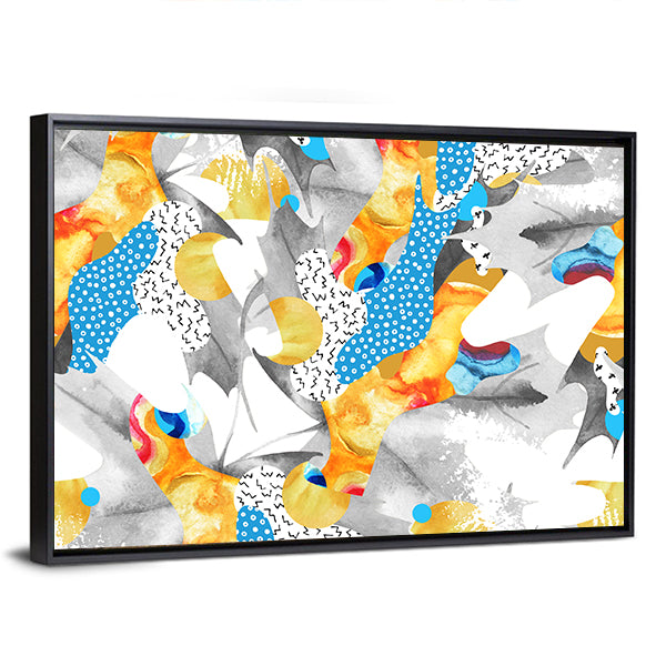 Watercolor Fluid Shapes with Polka Dots Canvas Wall Art
