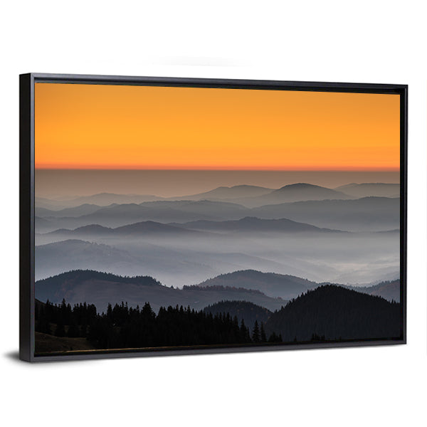 Rarau Mountain At Sunrise In Romania Canvas Wall Art