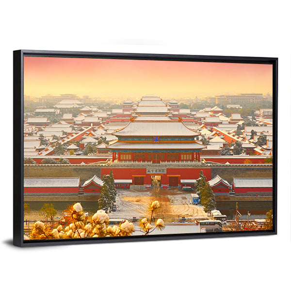 Forbidden City Snow at Sunset Canvas Wall Art