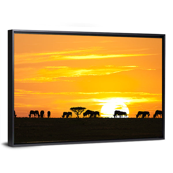 Sunrise In Serengeti National Park In Tanzania Canvas Wall Art