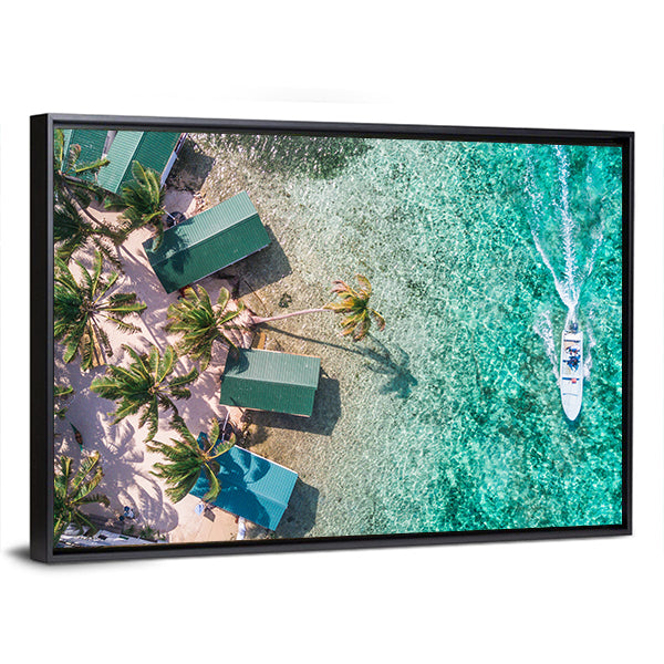Aerial View of Tropical Island Coast Canvas Wall Art
