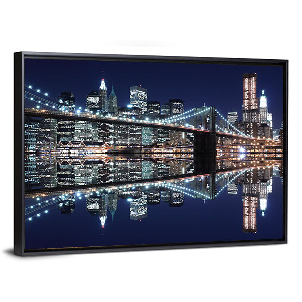 Brooklyn Bridge and Manhattan Skyline Reflection Canvas Wall Art
