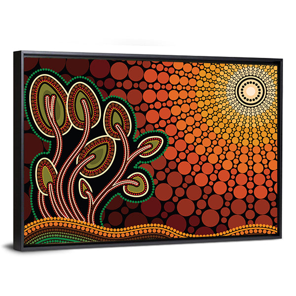 Aboriginal Tree on Hill Canvas Wall Art