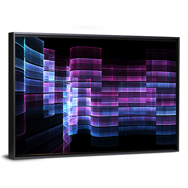 Futuristic Digital Grid Abstract Canvas Wall Art
