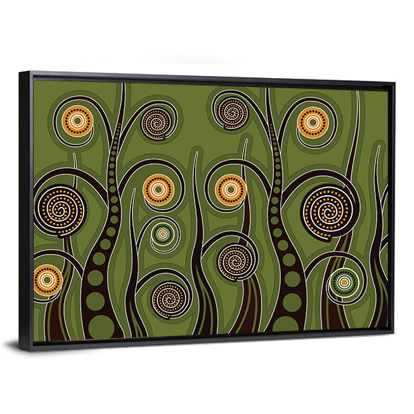 Olive Dotted Tree Dot Painting Canvas Wall Art