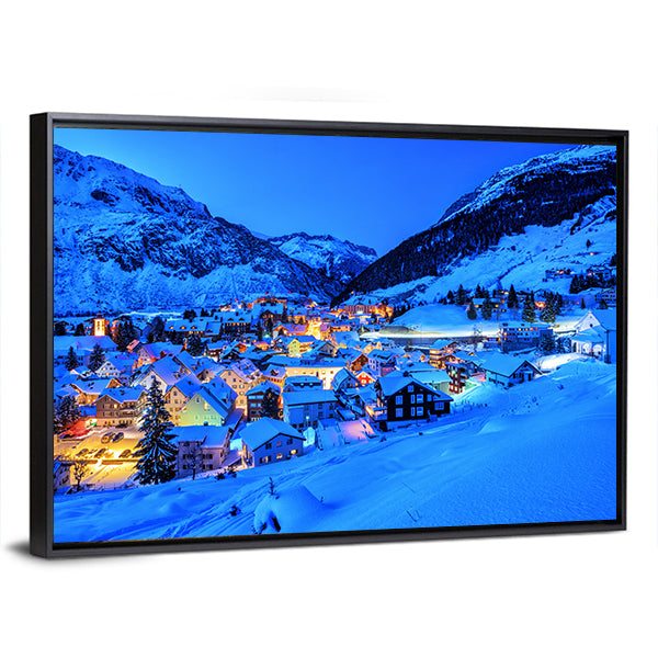 Andermatt Village In Swiss Alps Mountains Canvas Wall Art
