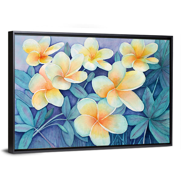 Tropical Frangipani Flowers Canvas Wall Art