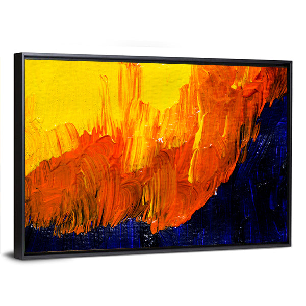 Bold Impasto Brushstrokes in Warm and Cool Hues Canvas Wall Art